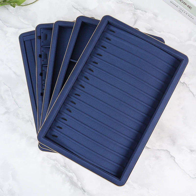 Jewelry Display Plate And Box Pu Leather Solid Color For Pendant Bracelet Earrings Necklace