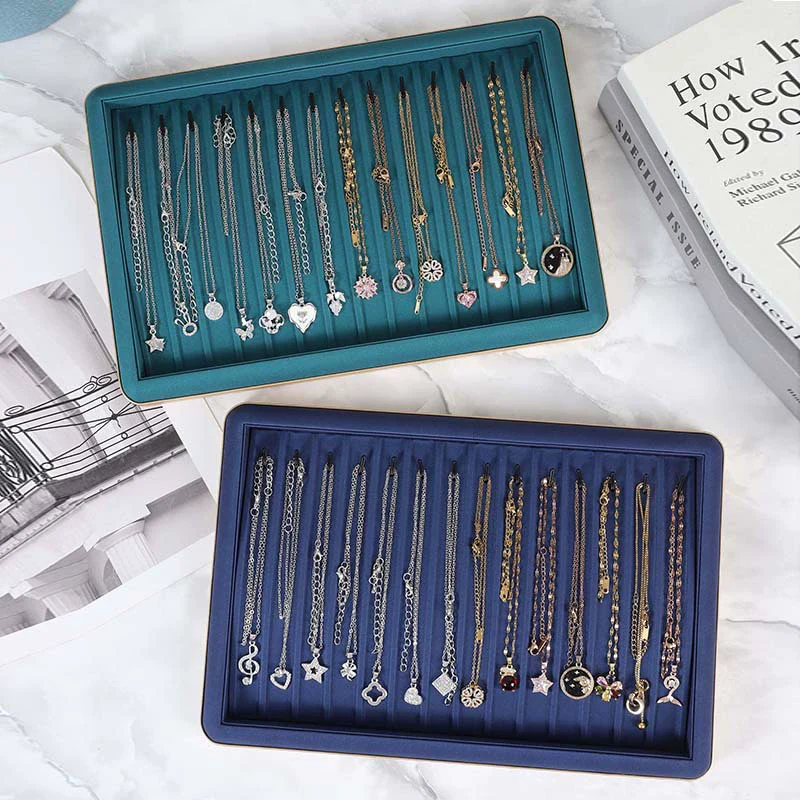 Jewelry Display Plate And Box Pu Leather Solid Color For Pendant Bracelet Earrings Necklace - Image 2