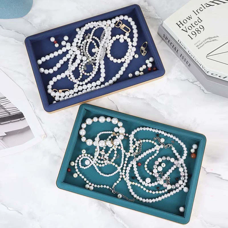 Jewelry Display Plate And Box Pu Leather Solid Color For Pendant Bracelet Earrings Necklace - Image 3