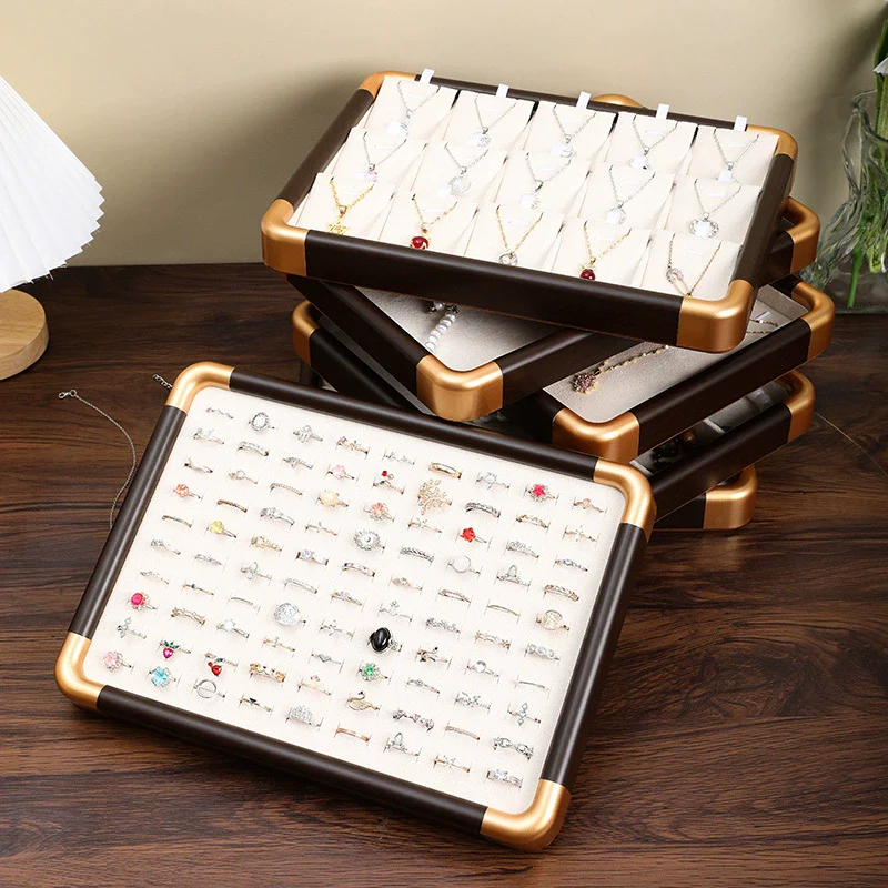 Jewelry Display Plate Imitation Wood Geometric Shape Splicing Highend Luxury For Ring Earrings Storage - Image 3