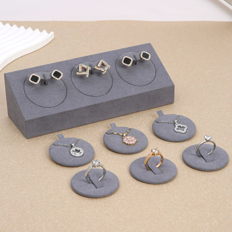 Jewelry Display Props Microfiber Alloy Rectangular Splicing Highend Ring Earring Pendant Frame - Image 2