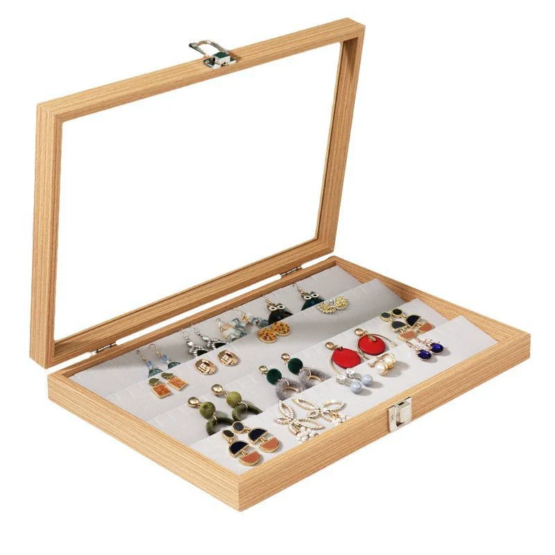 Jewelry Display Tray Rosewood Wood Flannel - Image 10