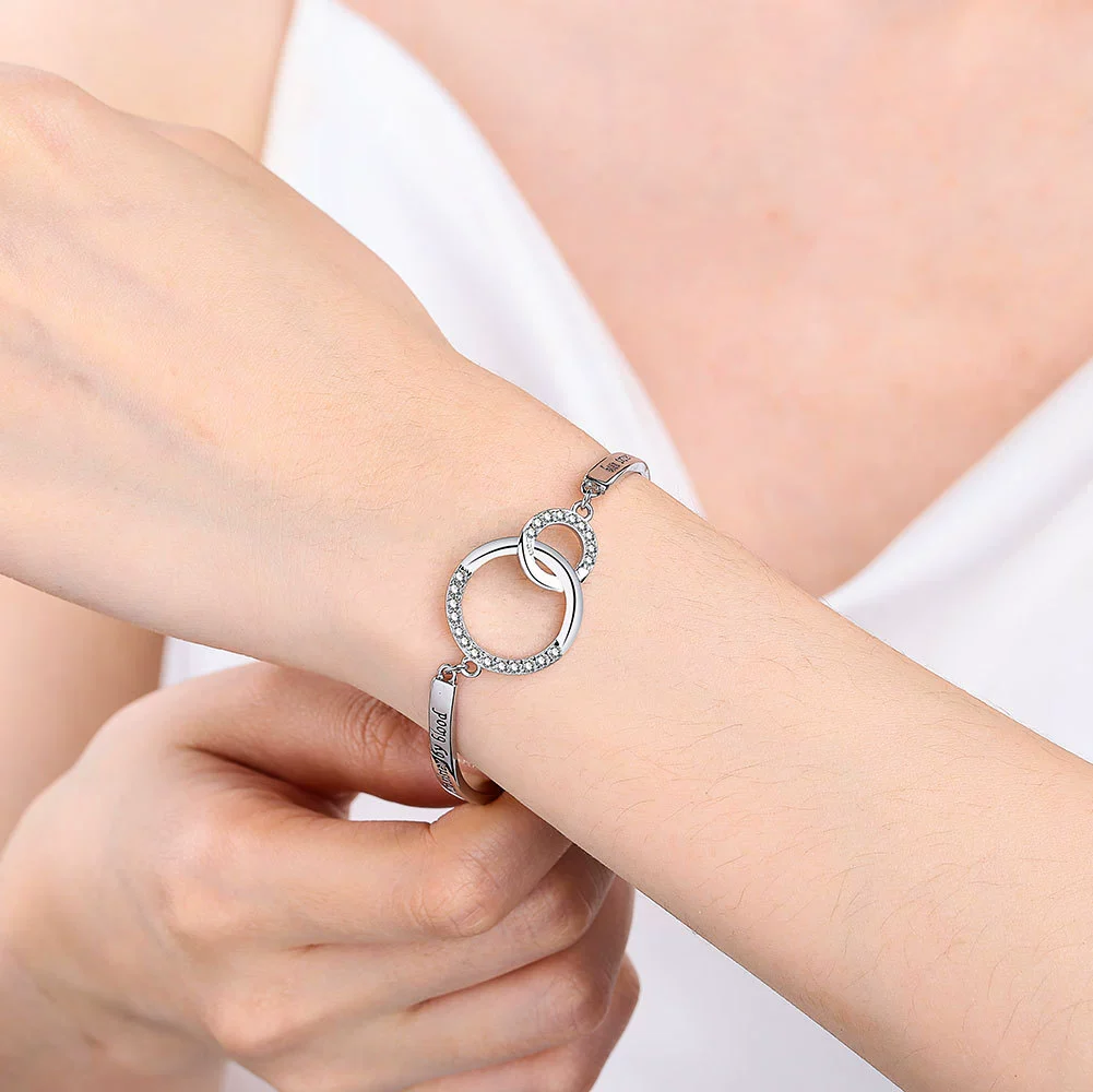 Jewelry Doublering Engraving Zircon Copper Geometric Electroplated Bracelet For Women - Image 3