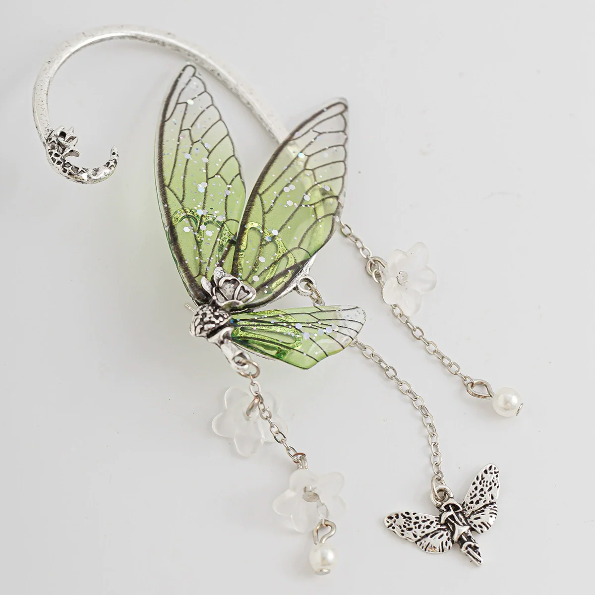 Jewelry Earring Alloy Resin Imitation Pearl Acrylic Forest Style Elf Ear Tassel Butterfly Outline - Image 4