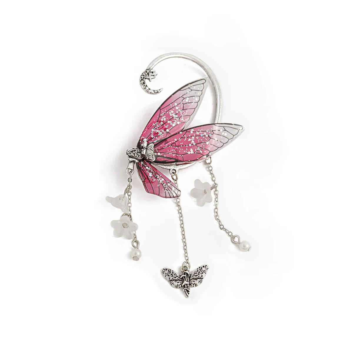 Jewelry Earring Alloy Resin Imitation Pearl Acrylic Forest Style Elf Ear Tassel Butterfly Outline - Image 5