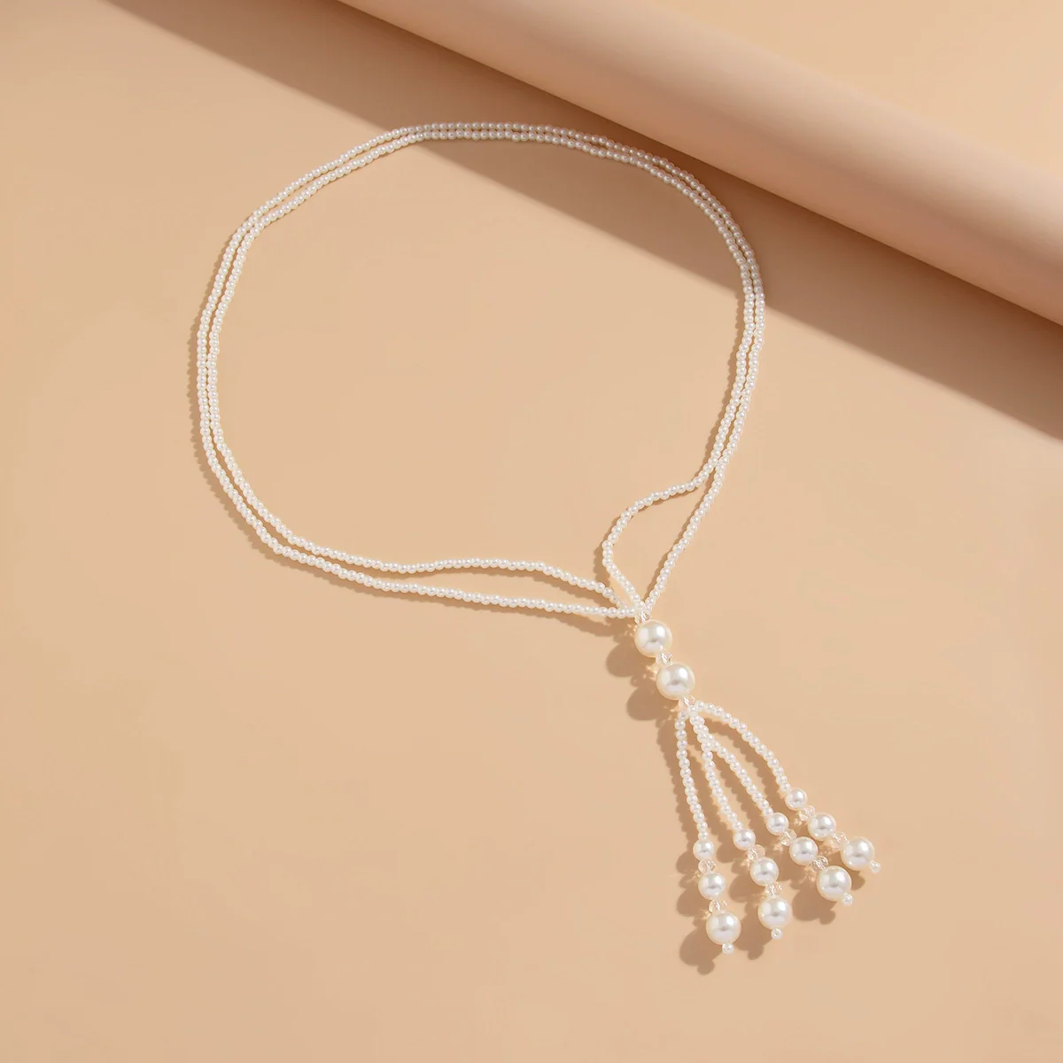 Jewelry Elegant Tassel Imitation Pearl And Imitation Crystal Necklace Geometric Style Electroplated - Image 4