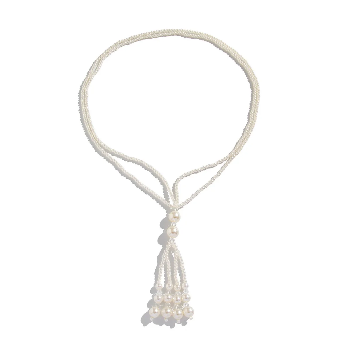 Jewelry Elegant Tassel Imitation Pearl And Imitation Crystal Necklace Geometric Style Electroplated - Image 5