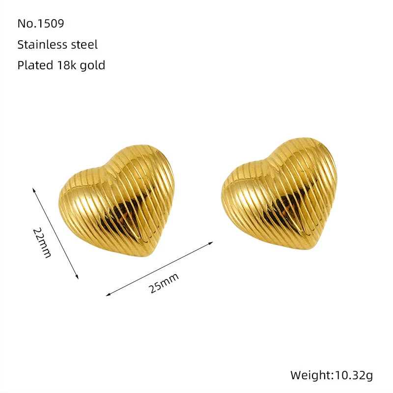 Jewelry Fashion Simple Geometric 316L Stainless Steel Earrings For Women With Electroplating And Wave Pattern - Image 8