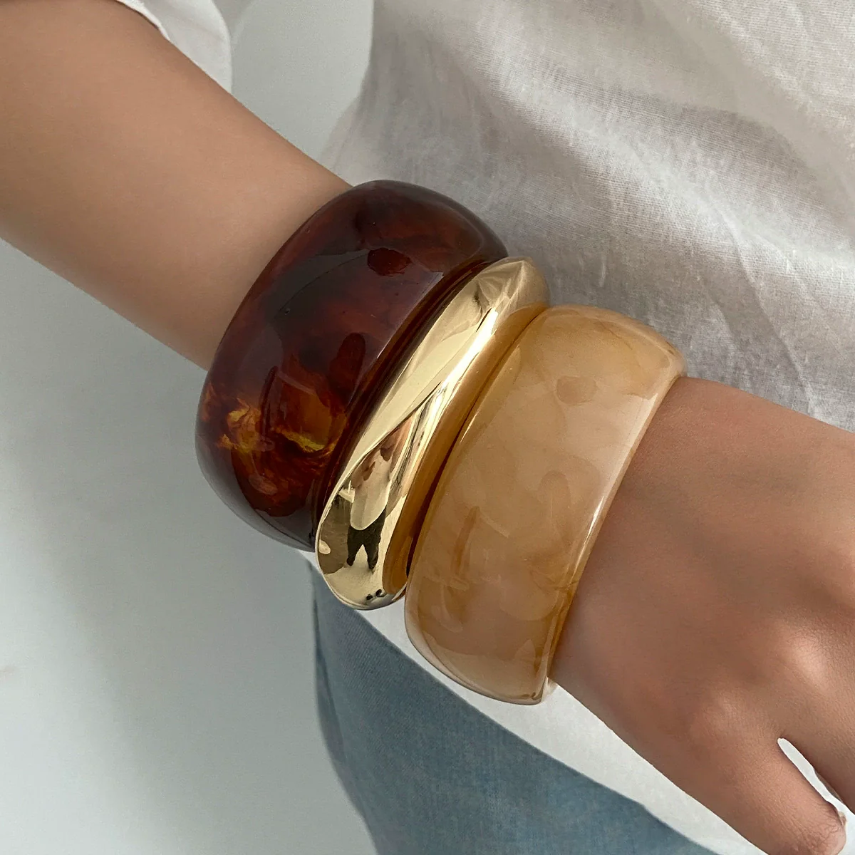Jewelry Fashion Wide Bracelet Resin Elegant Geometric Polish - Image 2