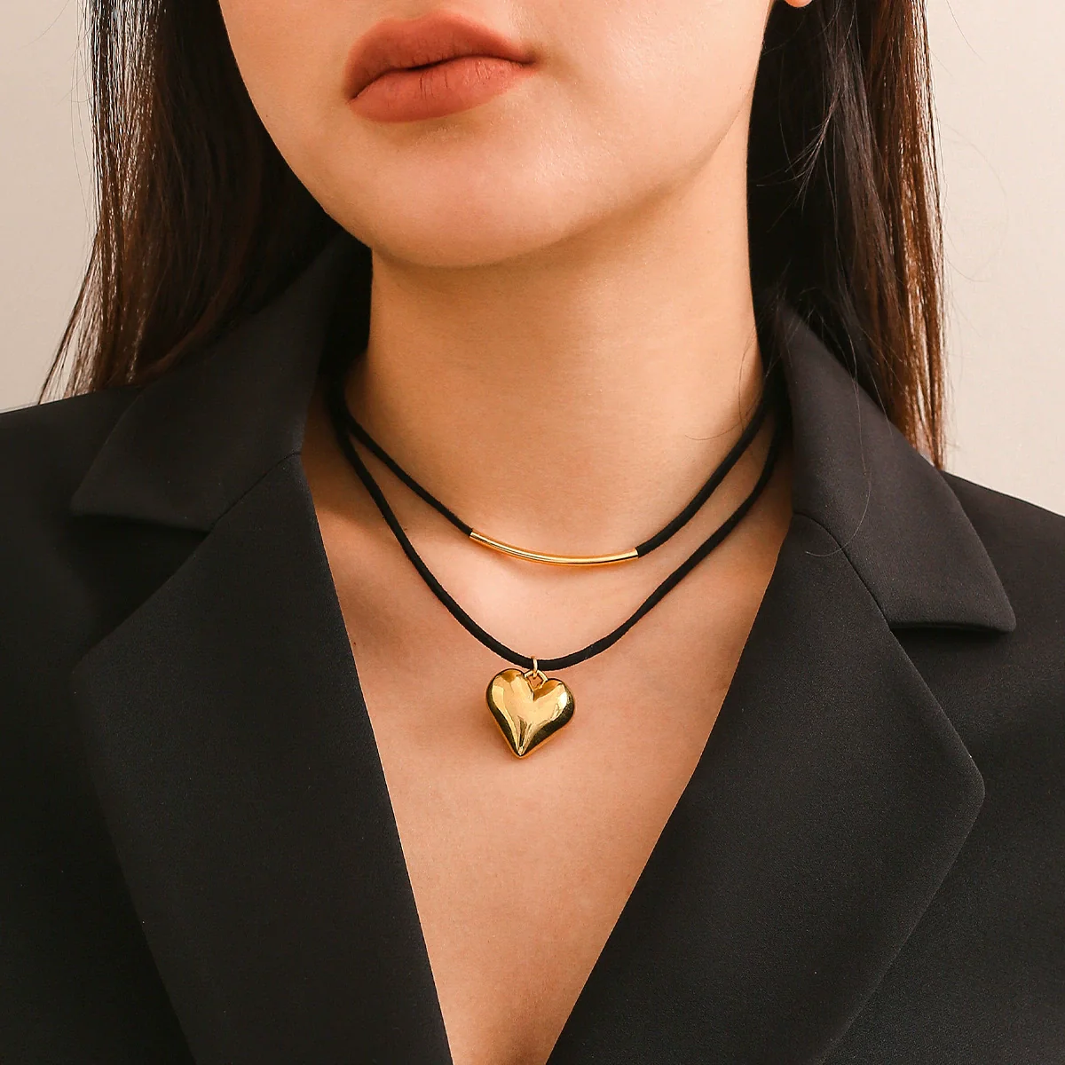 Jewelry Flannel Rope Heart Geometric Simple Electroplated Necklace For Women - Image 2