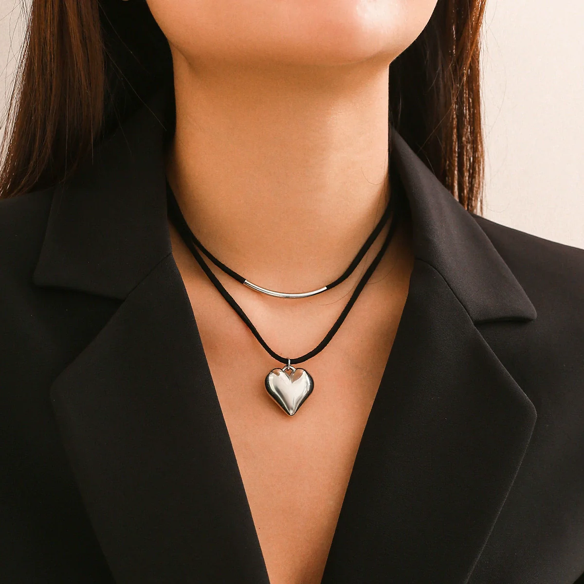 Jewelry Flannel Rope Heart Geometric Simple Electroplated Necklace For Women - Image 3