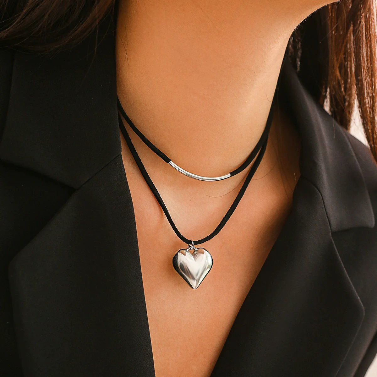 Jewelry Flannel Rope Heart Geometric Simple Electroplated Necklace For Women - Image 7