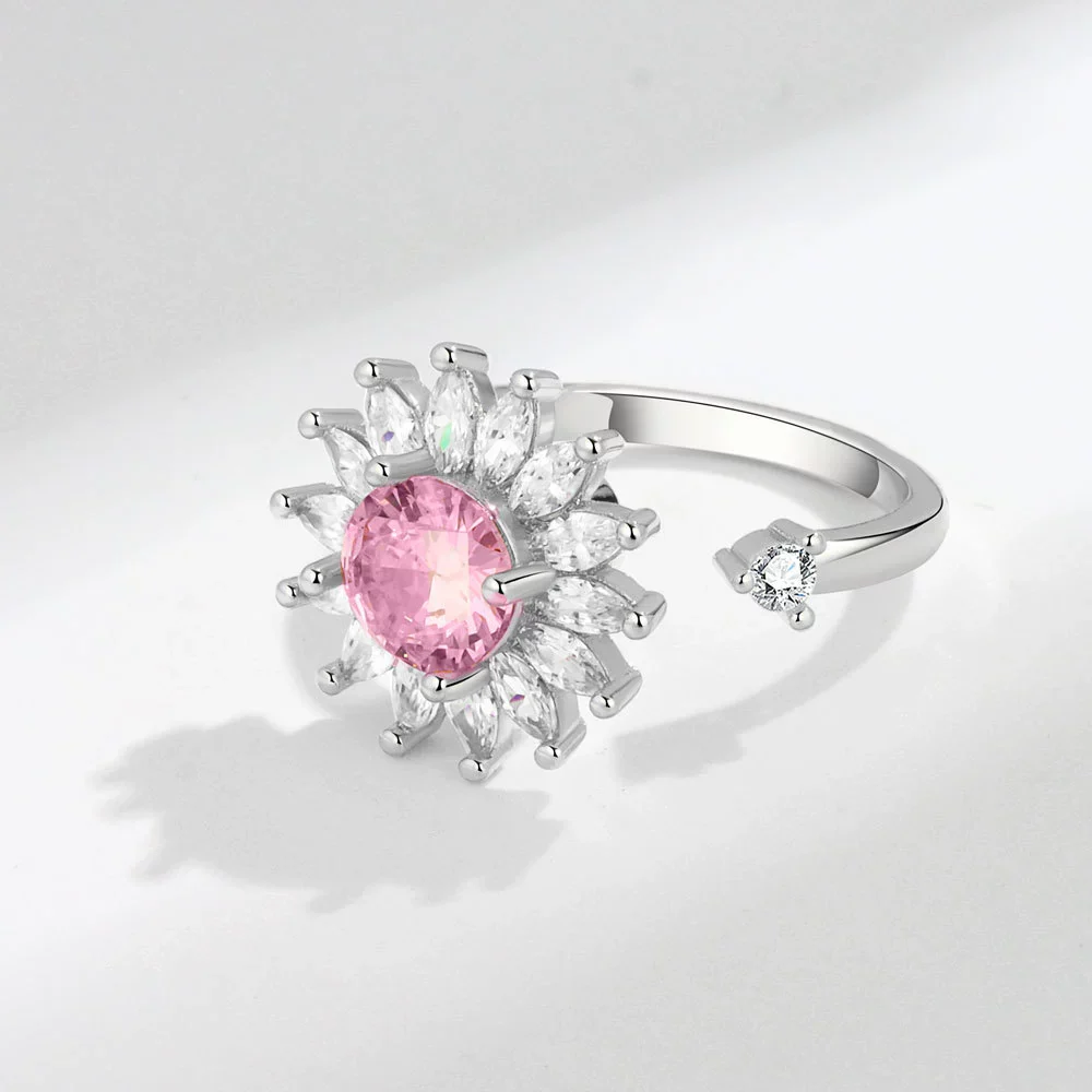 Jewelry Flower Shaped Zircon Ring Copper Electroplating Women's - Image 2