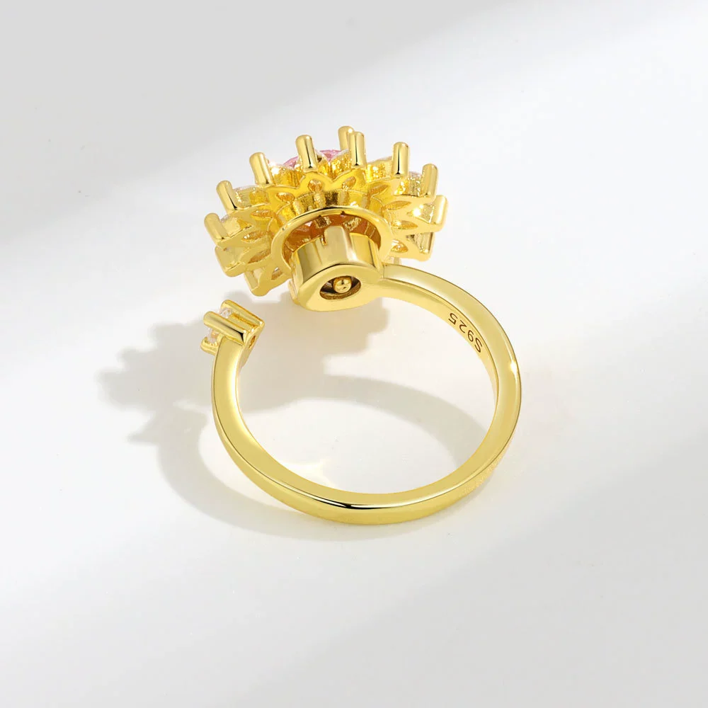 Jewelry Flower Shaped Zircon Ring Copper Electroplating Women's - Image 4