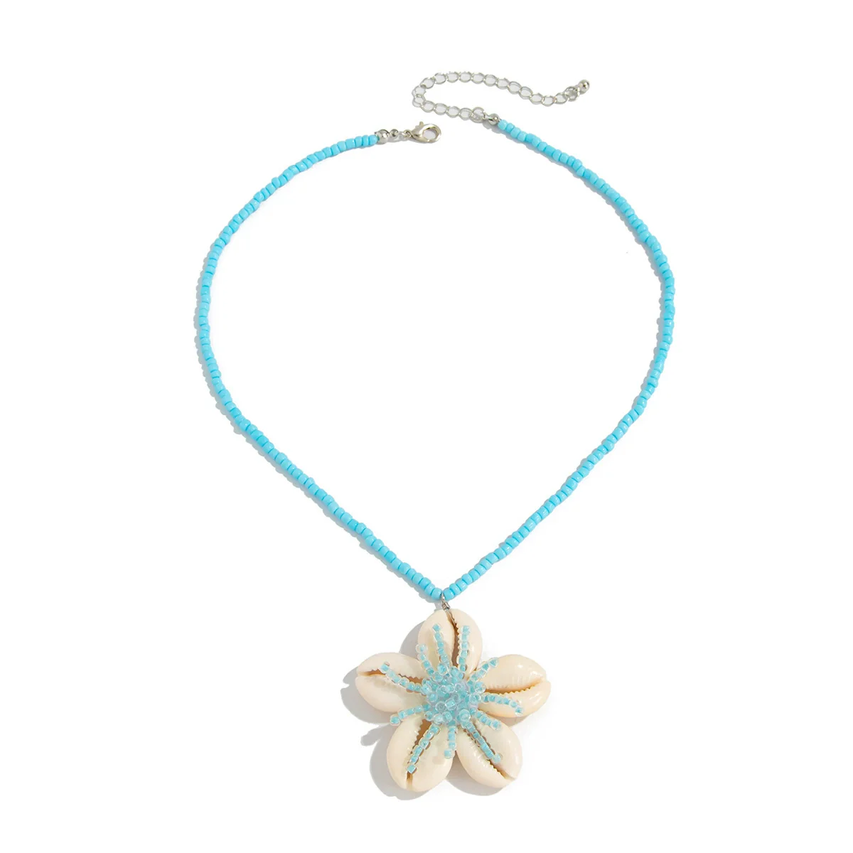 Jewelry Flower Shell Pendant Necklace With Rice Beads Electroplated Clavicle Chain For Women - Image 5