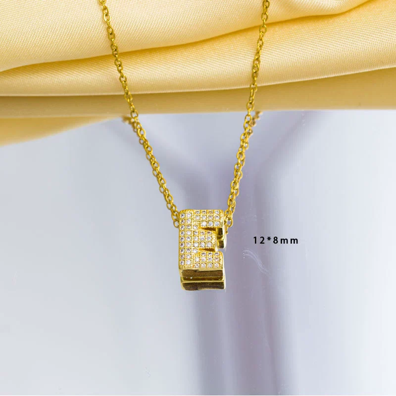 Jewelry Gemstone Letter Electroplated Copper Necklace - Image 10