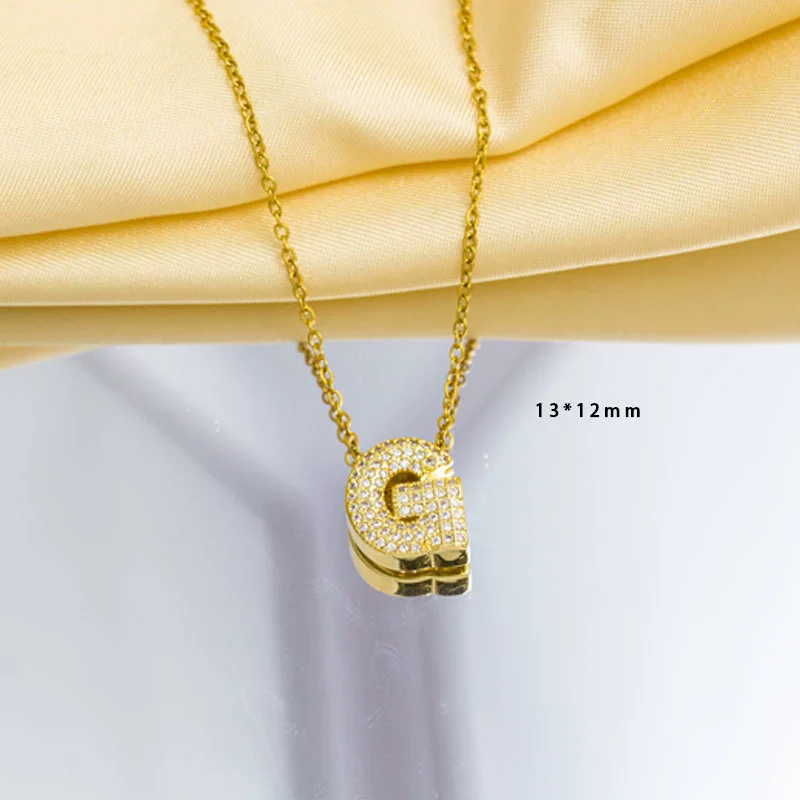 Jewelry Gemstone Letter Electroplated Copper Necklace - Image 12