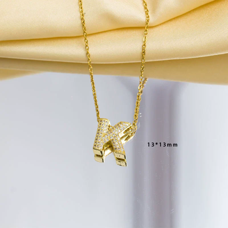 Jewelry Gemstone Letter Electroplated Copper Necklace - Image 16