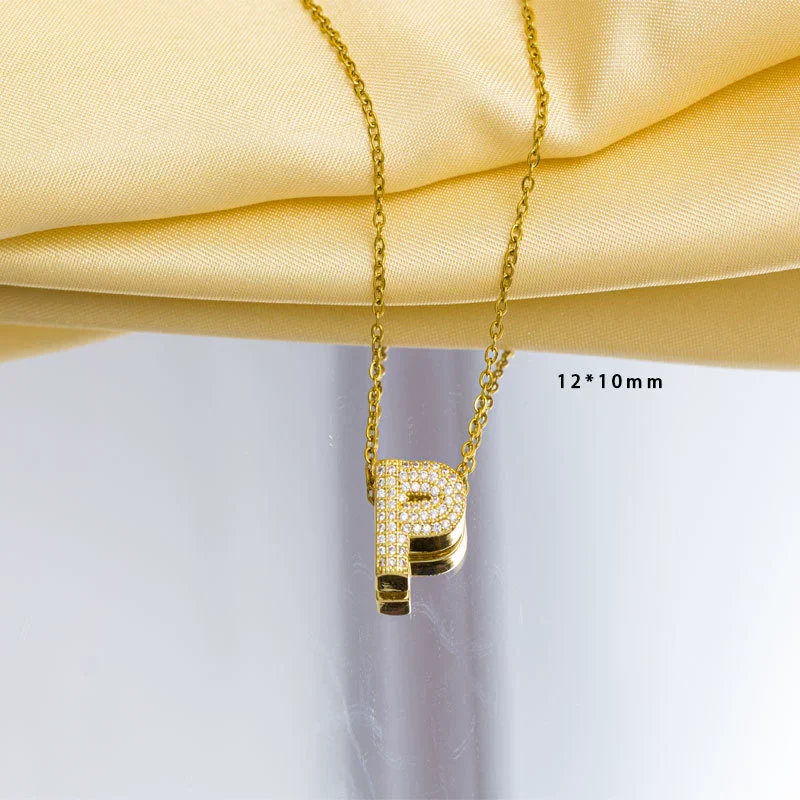 Jewelry Gemstone Letter Electroplated Copper Necklace - Image 21