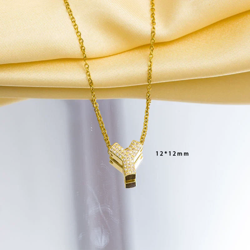 Jewelry Gemstone Letter Electroplated Copper Necklace - Image 30