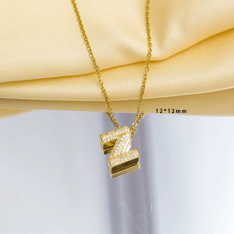Jewelry Gemstone Letter Electroplated Copper Necklace - Image 31