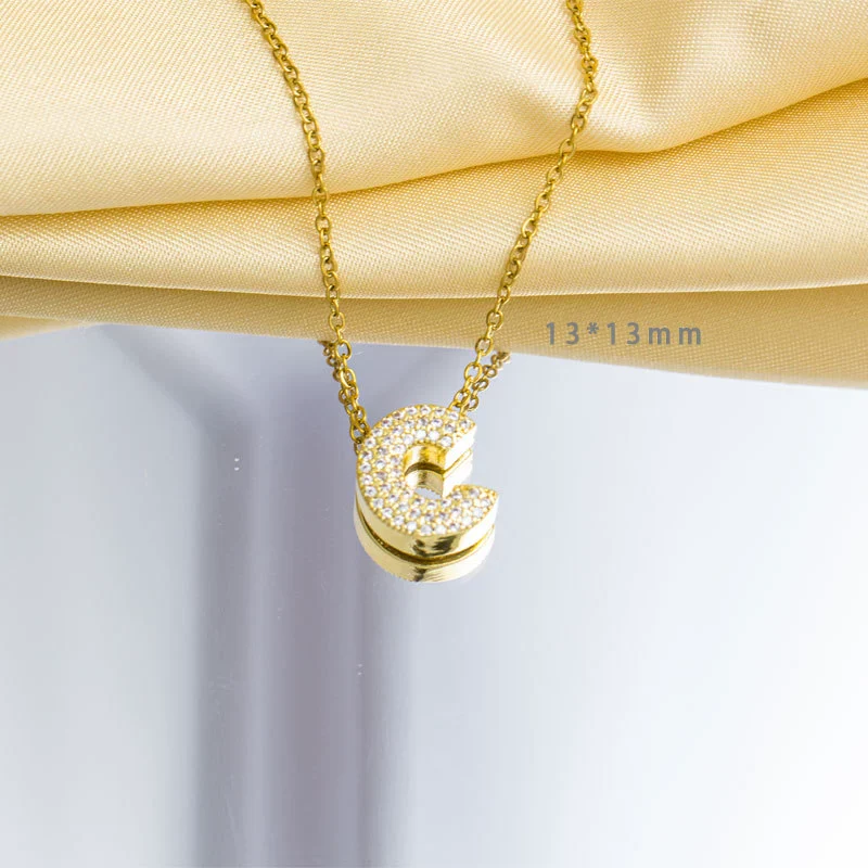 Jewelry Gemstone Letter Electroplated Copper Necklace - Image 8