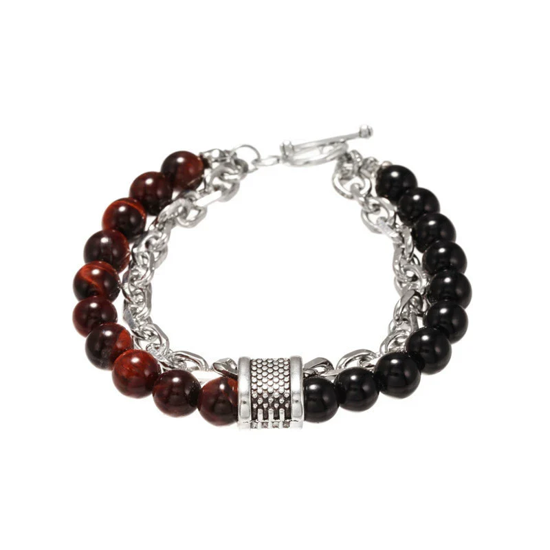 Jewelry Geometric Punk Style Frosted Artificial Crystal Alloy Men's Bracelet With Polishing - Image 9
