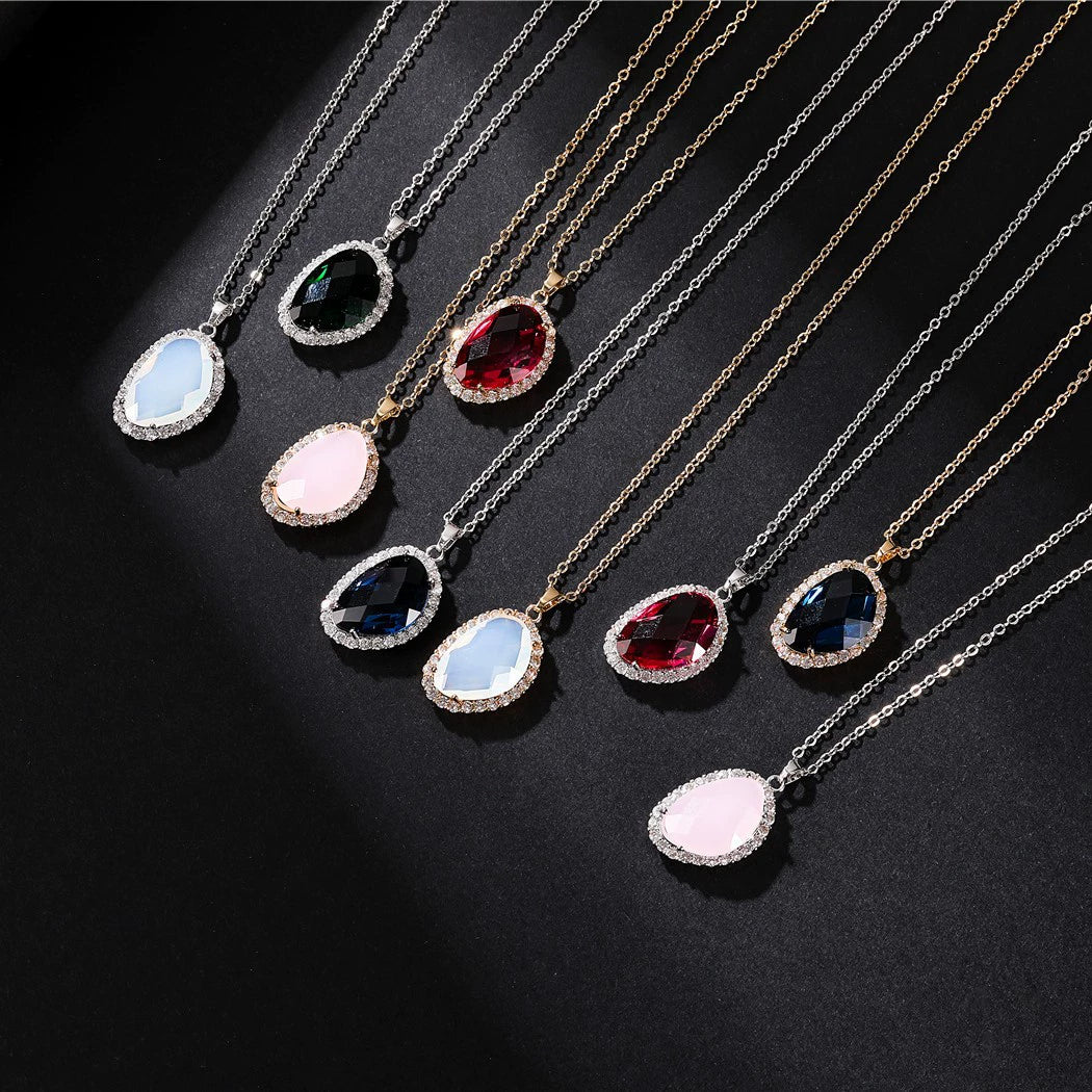 Jewelry Geometric Wings Microinlaid Cubic Zircon Women's Multicolor Necklace Ball Chain Mixed Gem Inlay Diamond Style - Image 2