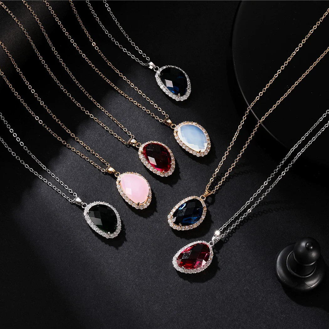 Jewelry Geometric Wings Microinlaid Cubic Zircon Women's Multicolor Necklace Ball Chain Mixed Gem Inlay Diamond Style - Image 4