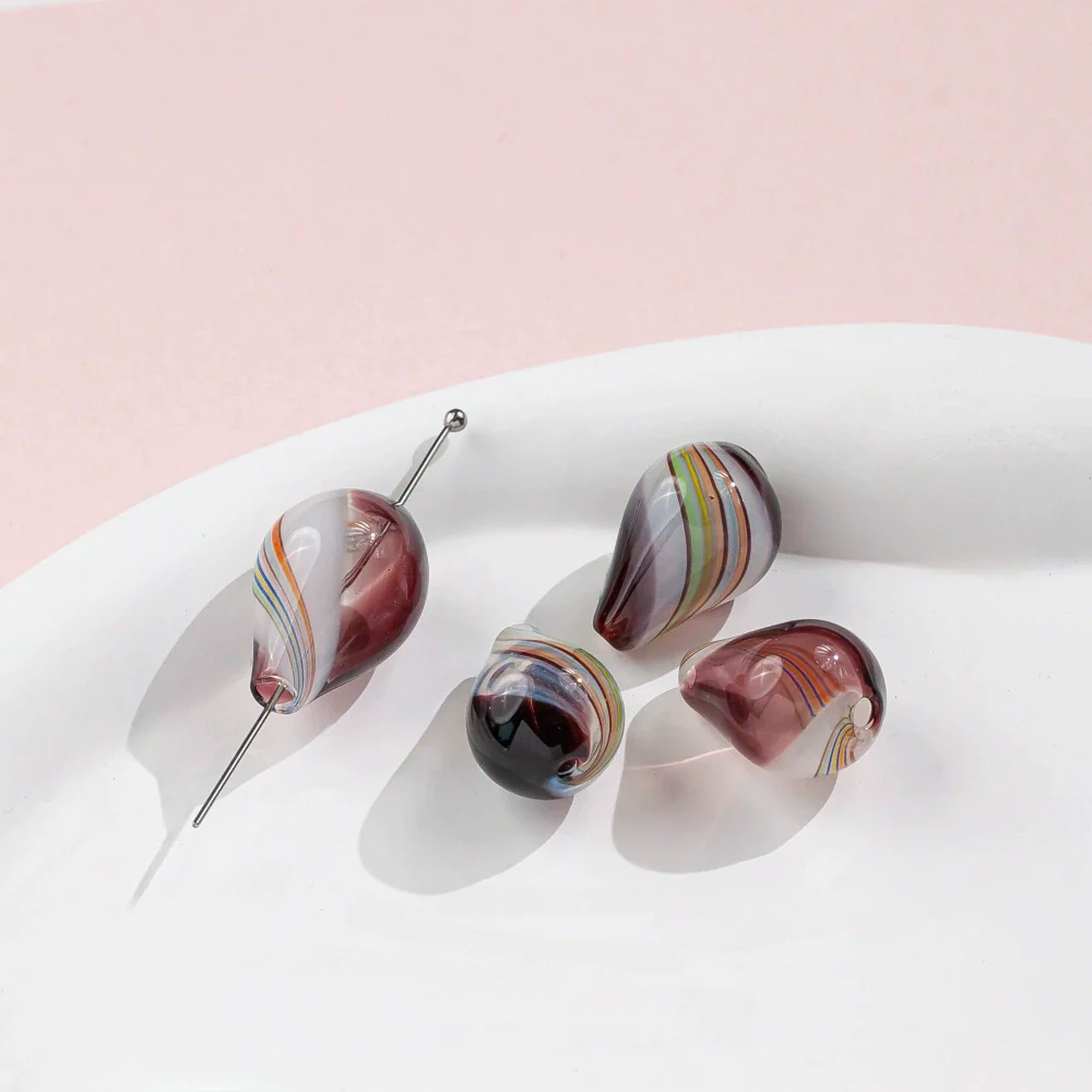 Jewelry Glass Glazed Irregular Water Drop Stripe Diy Handmade Beads Necklace Earrings - Image 7