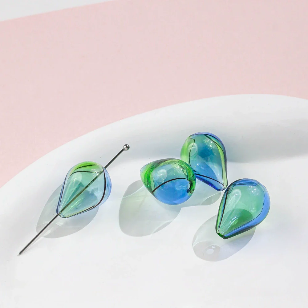 Jewelry Glass Glazed Irregular Water Drop Stripe Diy Handmade Beads Necklace Earrings - Image 9