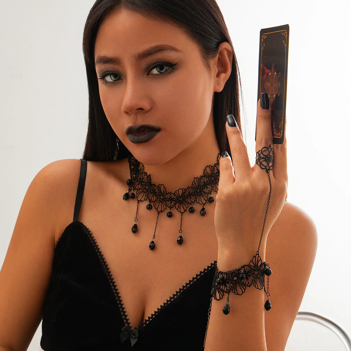 Jewelry Gothic Dark Style Geometric Lace Alloy Electroplated Necklace For Women