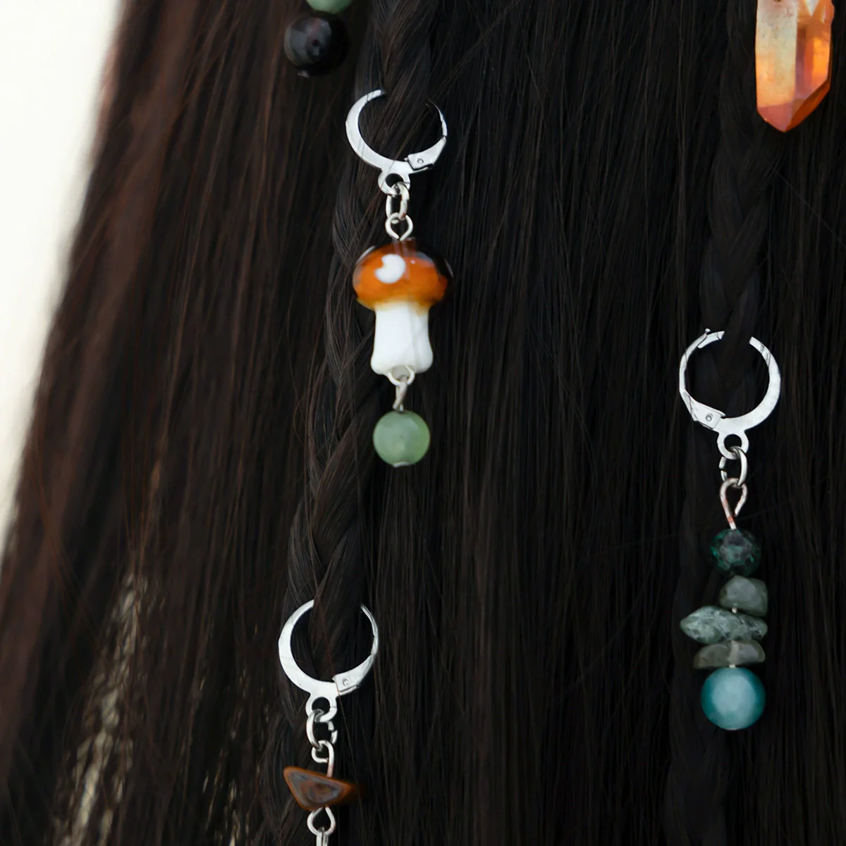 Jewelry Hair Accessories Alloy Crystal Turquoise Agate Mushroom Butterfly Design Electroplated - Image 3