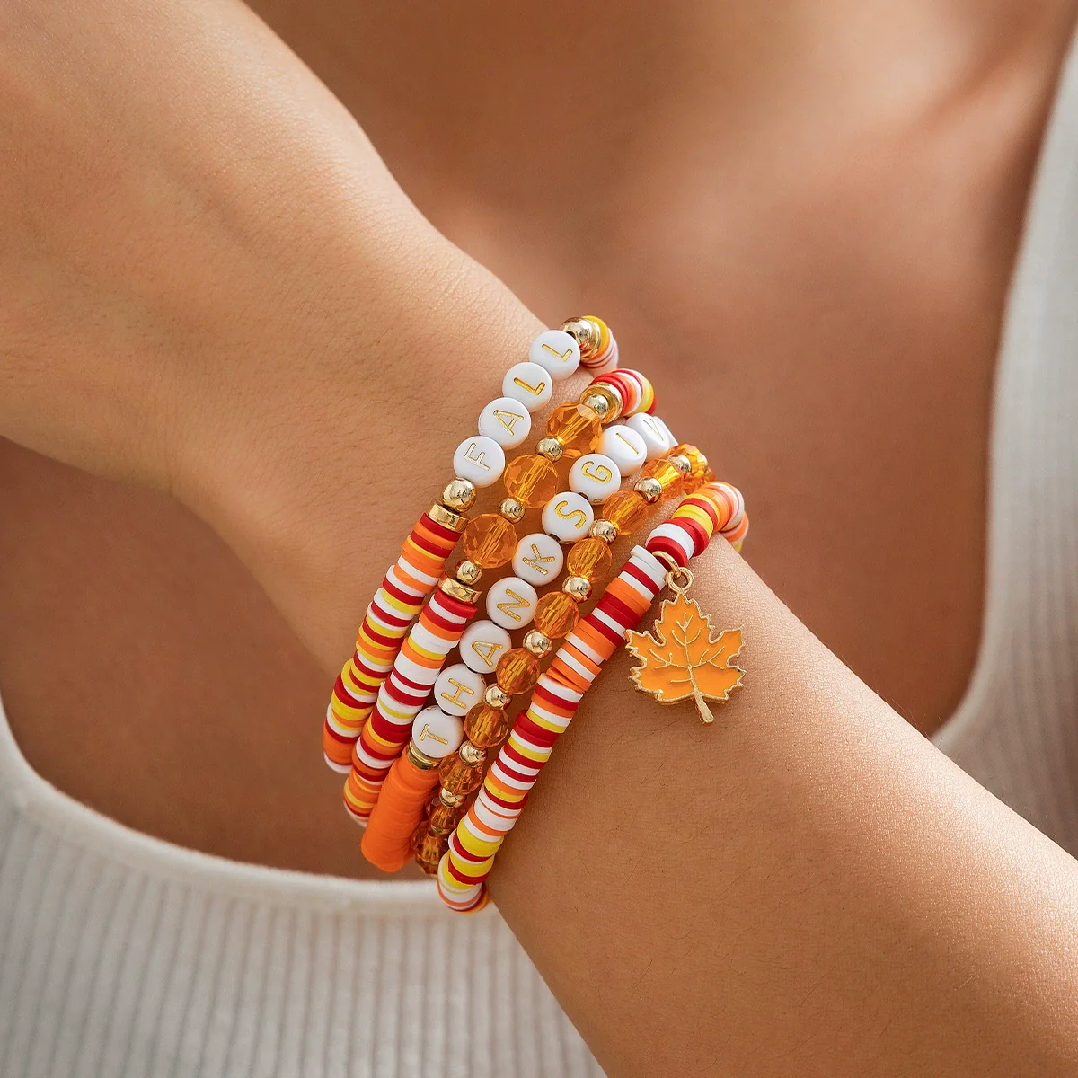 Jewelry Handmade Acrylic Polymer Clay Bracelet With Fruit Flower Leaves Animal Zodiac Pattern - Image 3