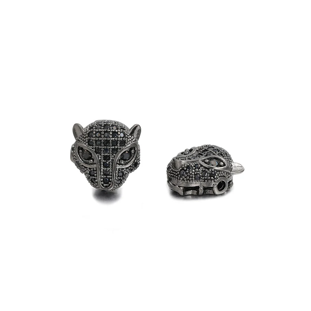 Jewelry Handmade Copper Inlaid Zirconium Leopard Head Round Hole Loose Beads Pendant Accessories Electroplated - Image 14