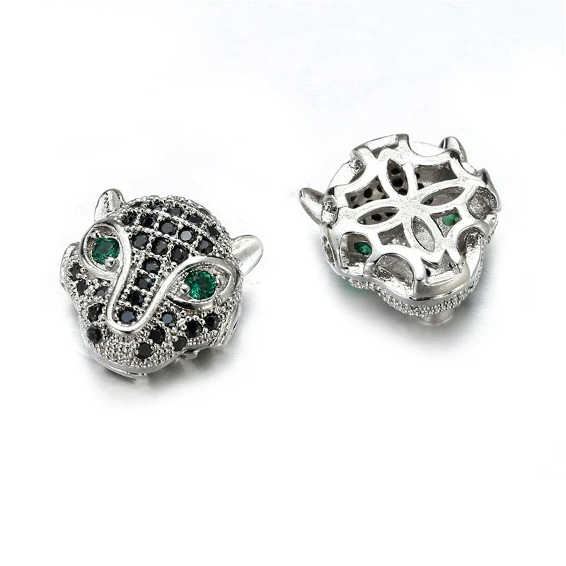 Jewelry Handmade Copper Inlaid Zirconium Leopard Head Round Hole Loose Beads Pendant Accessories Electroplated - Image 4