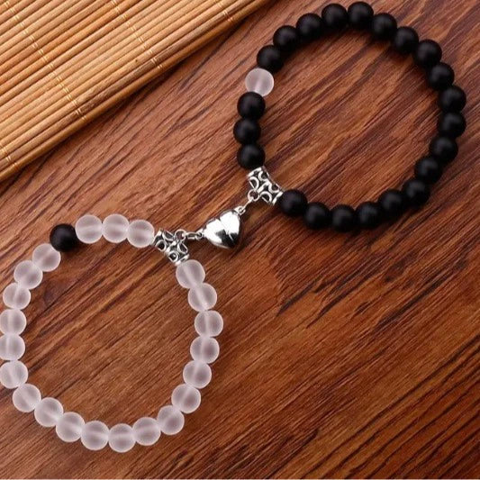 Jewelry Handmade Geometric Stone Magnet Buckle Heart Couple Bracelet - Image 4
