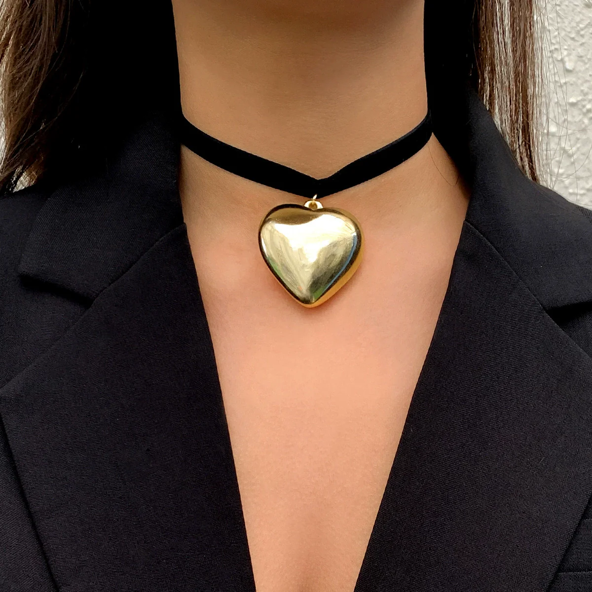 Jewelry Heart Shaped Clavicle Chain Flannel Ccb Iron Chain Electroplating For Women - Image 3