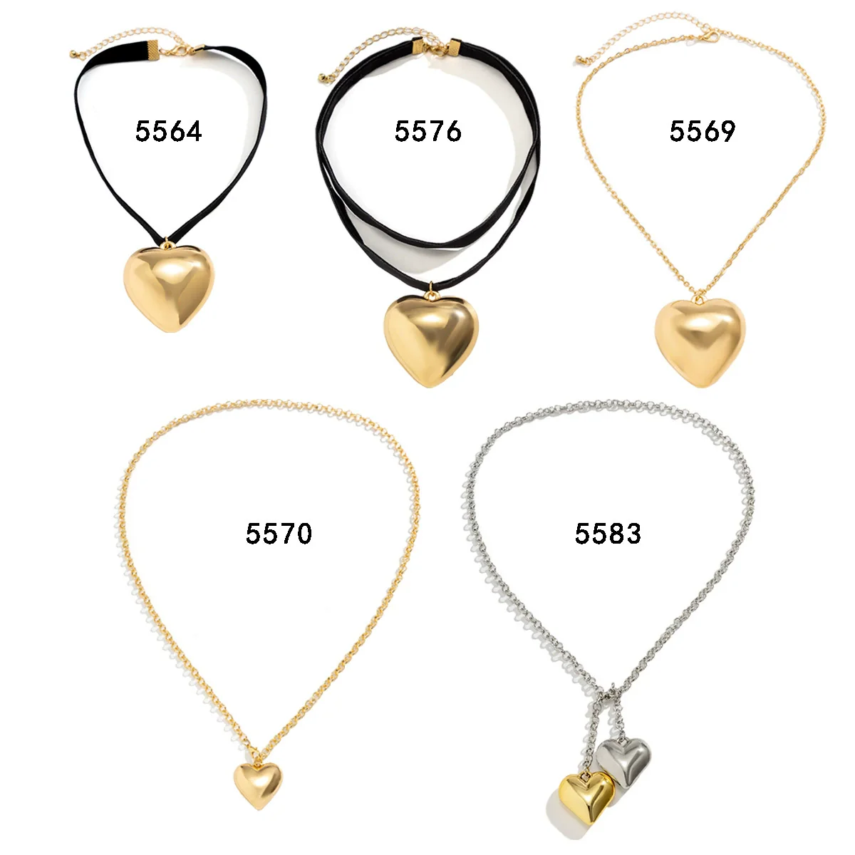 Jewelry Heart Shaped Clavicle Chain Flannel Ccb Iron Chain Electroplating For Women - Image 5