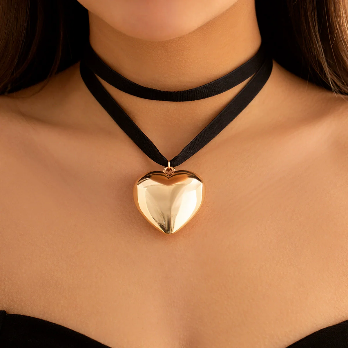 Jewelry Heart Shaped Clavicle Chain Flannel Ccb Iron Chain Electroplating For Women - Image 8