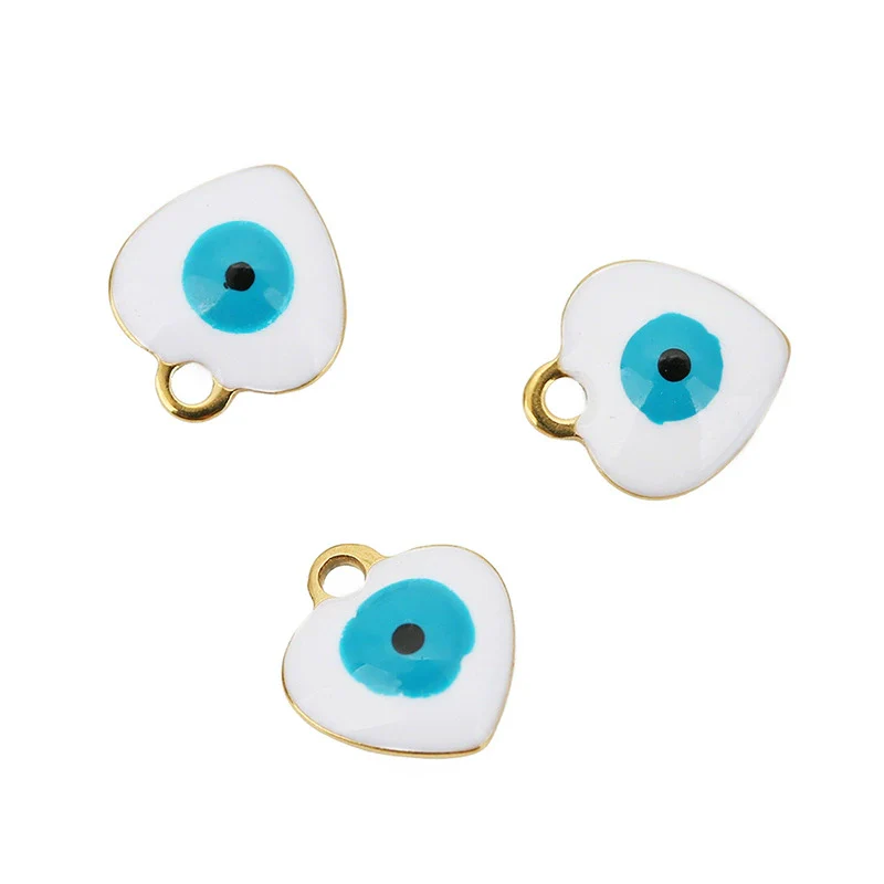 Jewelry Heartshaped Pendant Stainless Steel Blue Eyes Dripping Oil Accessories - Image 3