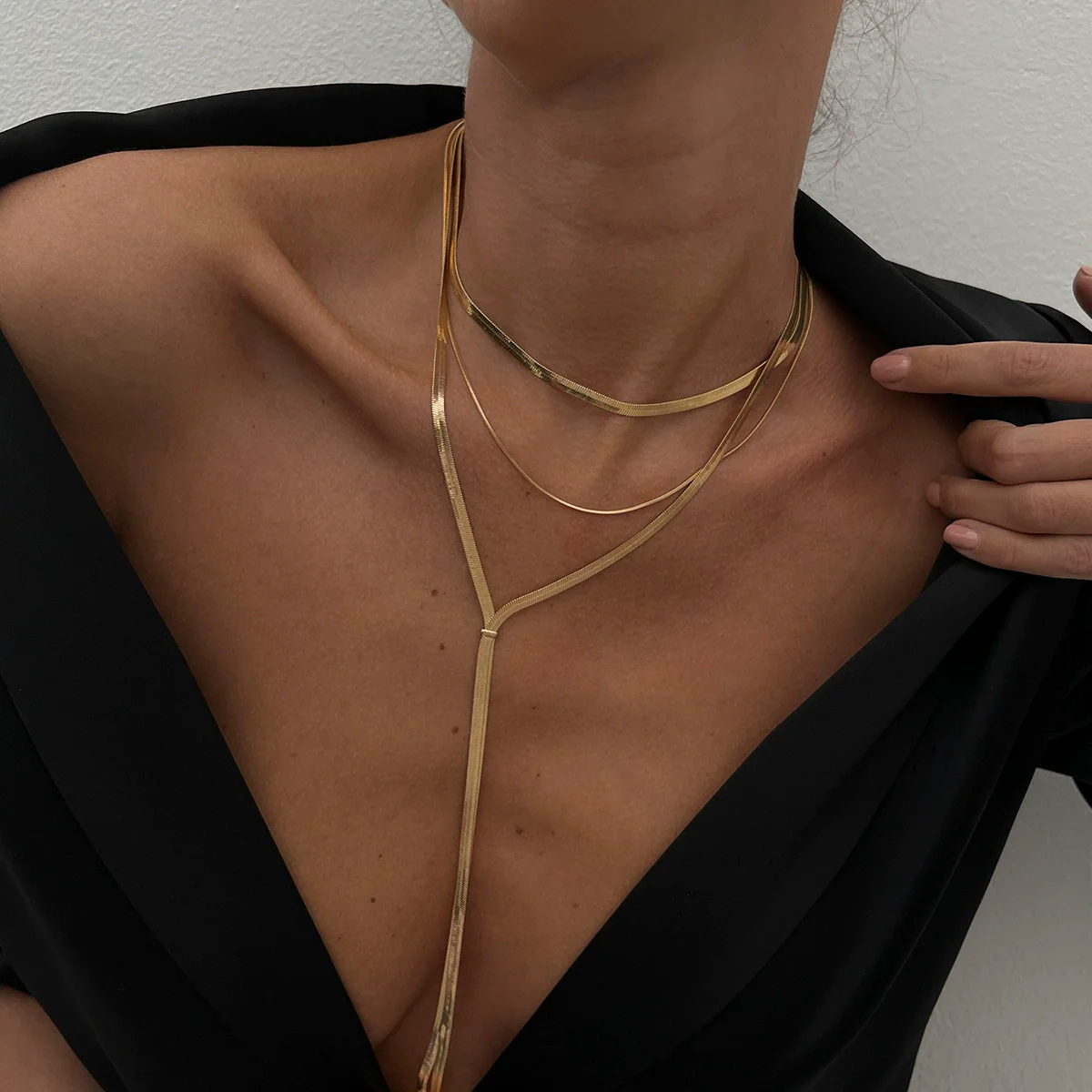Jewelry Hip Hop Snake Bone Chain Geometric Pattern Copper Electroplating Necklace - Image 3
