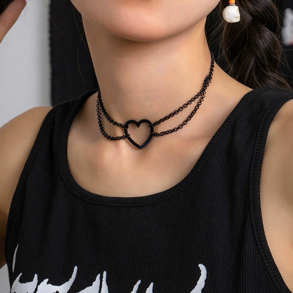 Jewelry Hip Hop Style Alloy Heart Shaped Cross Chain Necklace For Women With Electroplating Treatment - Image 3