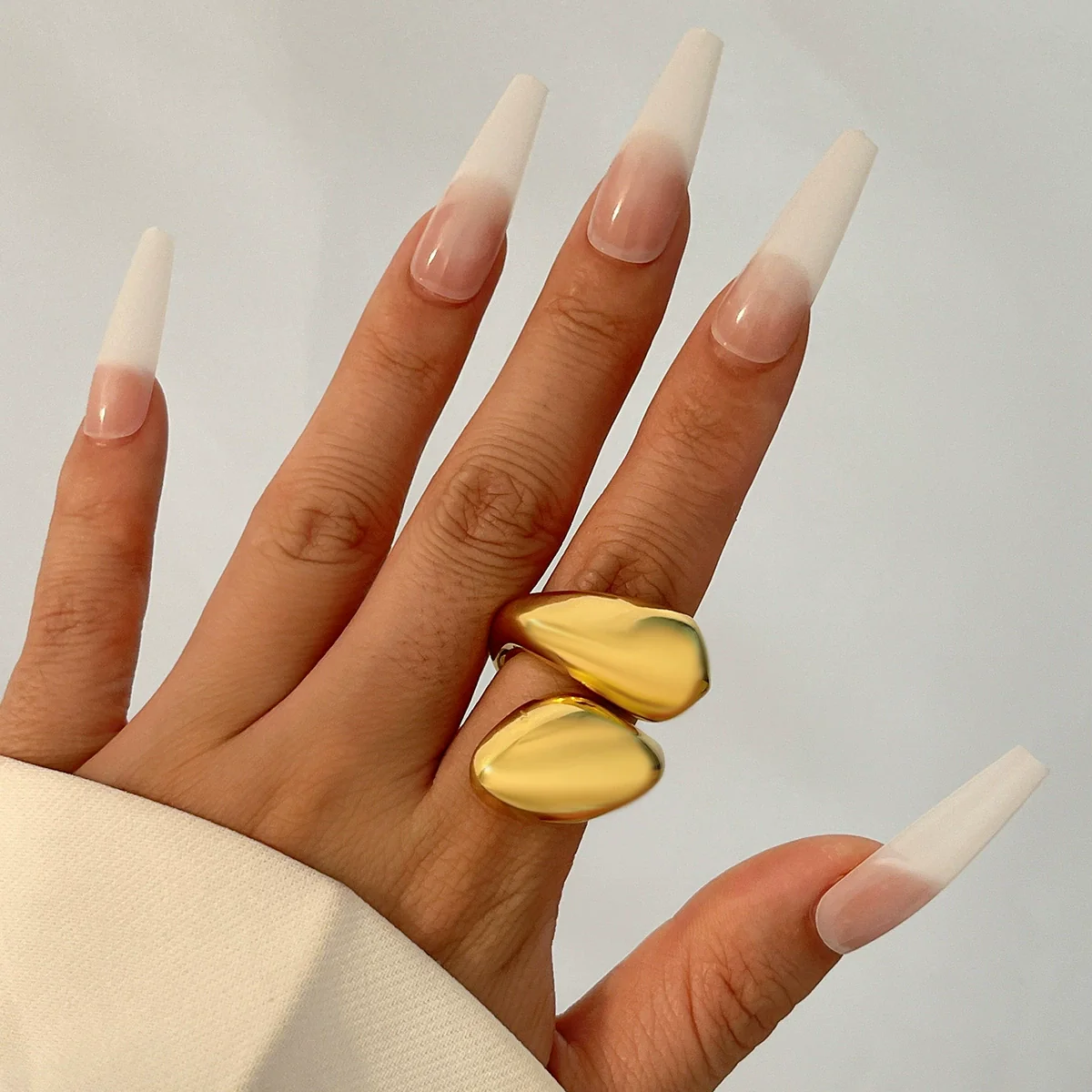 Jewelry Hip Hop Style Geometric Alloy Electroplated Irregular Twisted Ring - Image 8