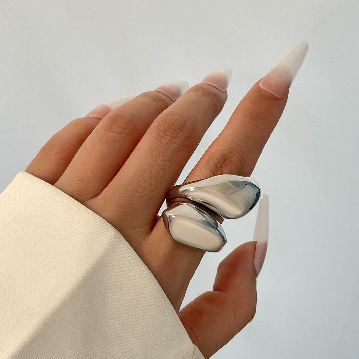 Jewelry Hip Hop Style Geometric Alloy Electroplated Irregular Twisted Ring - Image 9