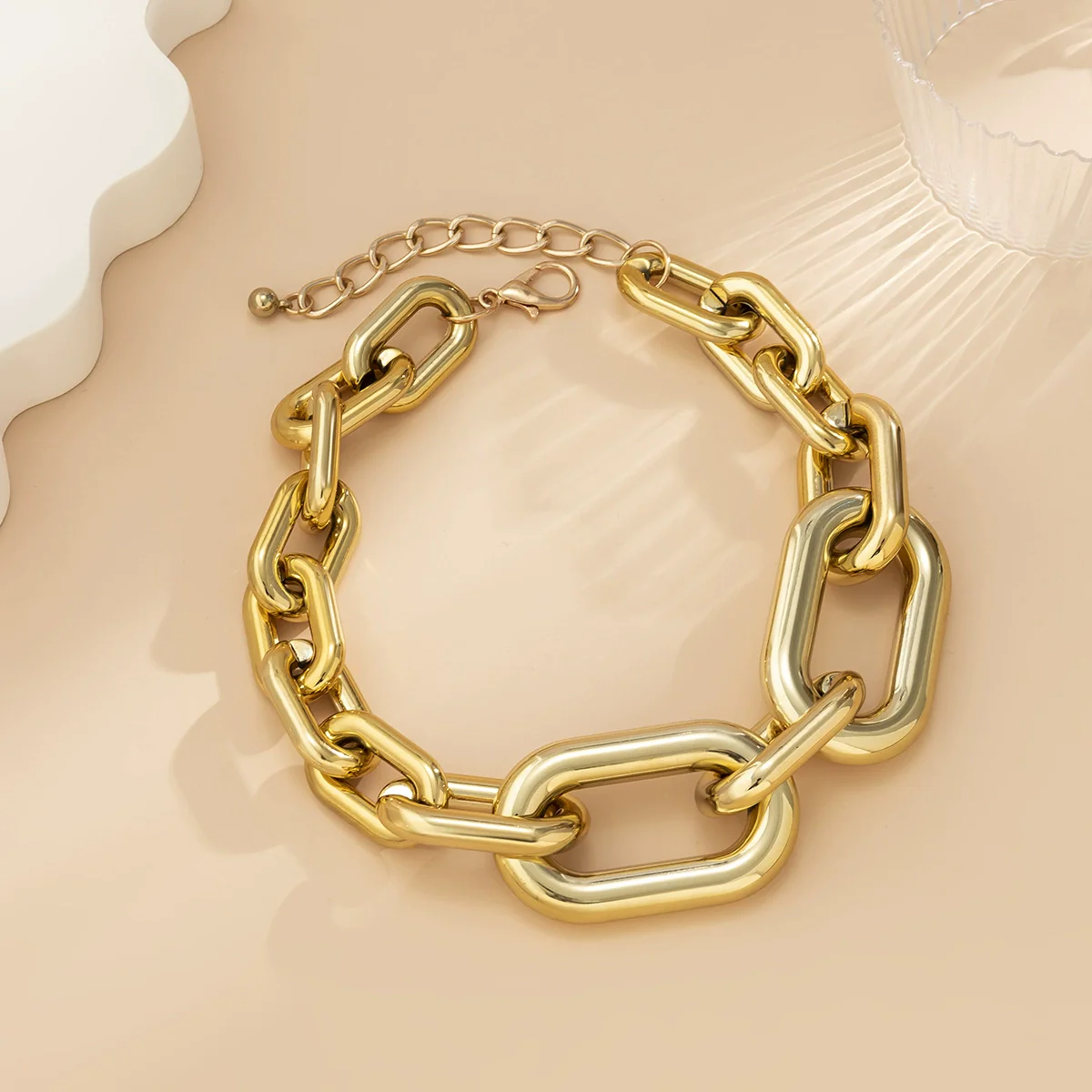 Jewelry Hip Hop Style Geometric Cross Buckle Chain Necklace With Electroplating - Image 4