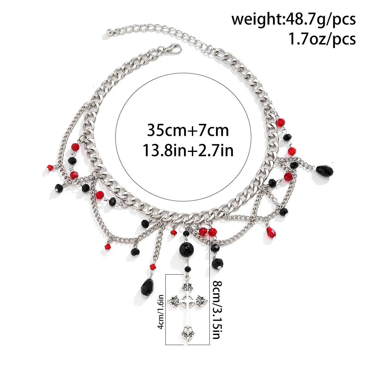 Jewelry Hiphop Cross Pendant Clavicle Chain Necklace Dark Gothic Style Metal Alloy Electroplated Geometric - Image 5