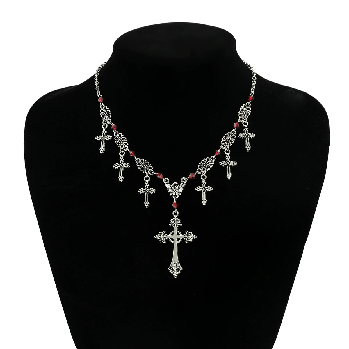 Jewelry Hiphop Cross Pendant Necklace Alloy Metal Geometric Electroplating For Women - Image 4