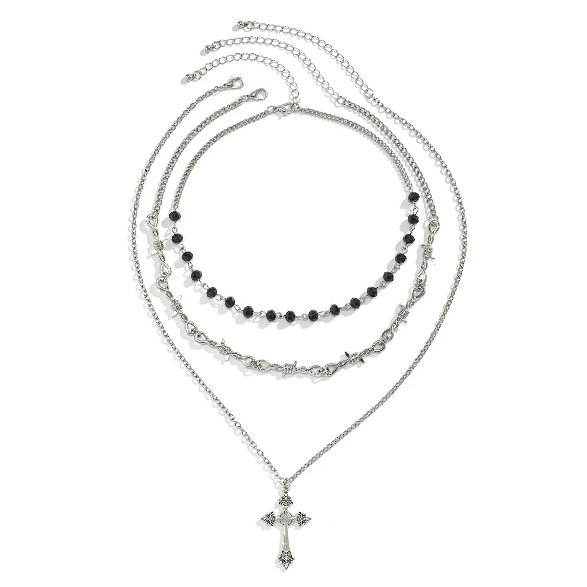Jewelry Hiphop Cross Pendant Necklace Alloy Metal Geometric Electroplating For Women - Image 5