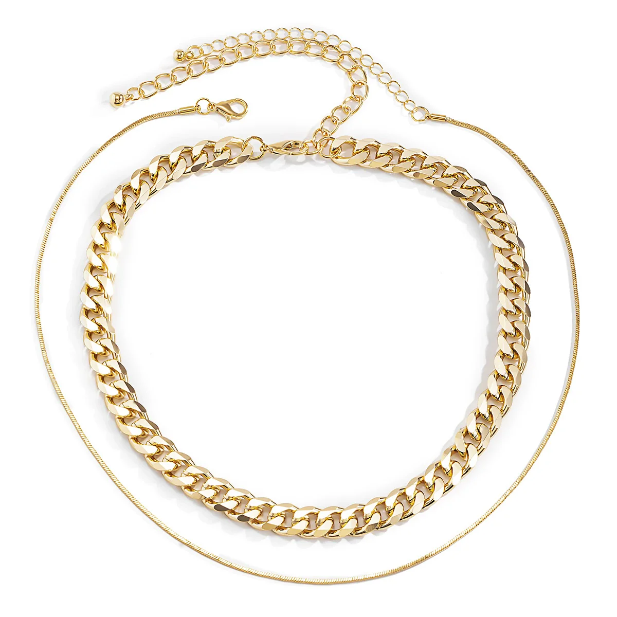 Jewelry Hiphop Retro Geometric Multilayer Snake Bone Chain Necklace For Women Alloy Metal Electroplating - Image 5